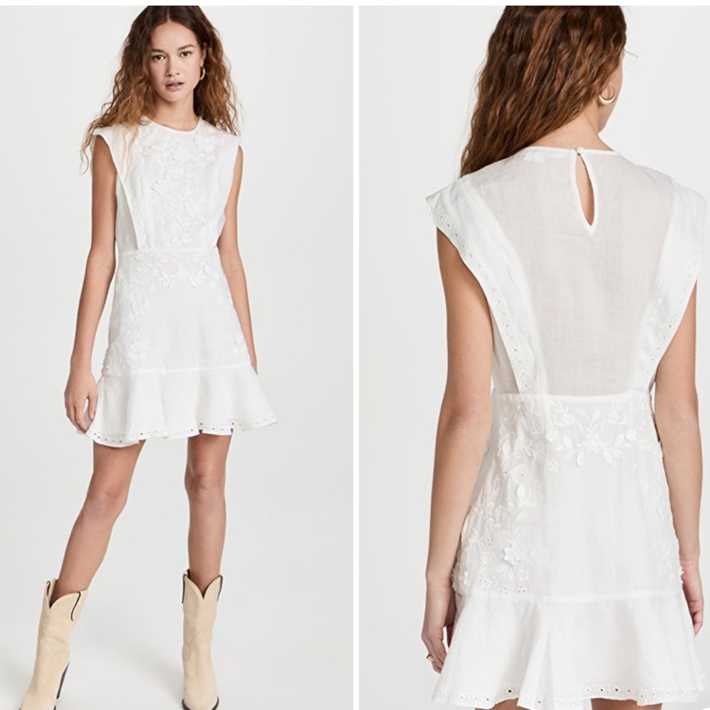 Veronica Beard White Kerison Embroidered Dress NWT 12